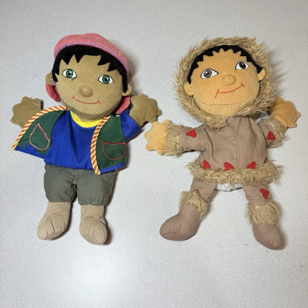 Excellerations Bolivian Boy Eskimo Plush Fur Parka Jacket Hand Puppets 14‎ In